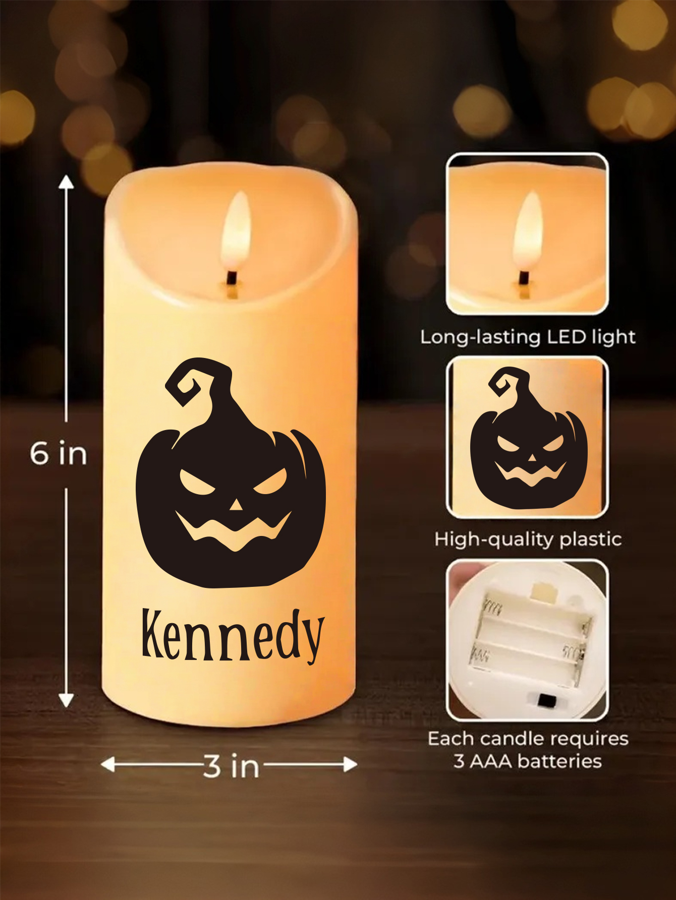 Halloween Personalized Flame-Free LED Candles